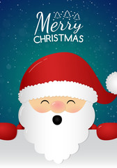 Christmas card with wishes and happy Santa Claus. Vector.