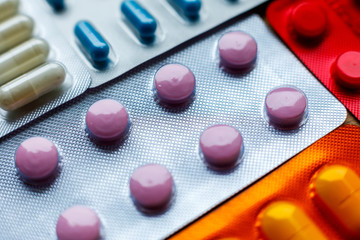 Colorful pills blisters.