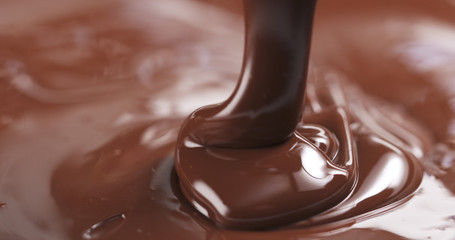 pouring dark melted chocolate