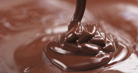 pouring dark melted chocolate