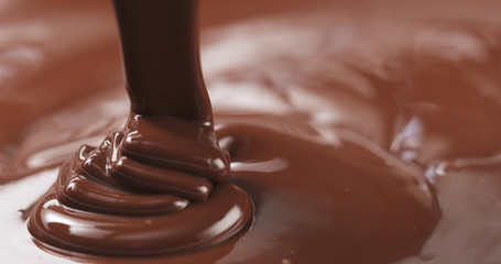 pouring dark melted chocolate