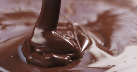 pouring dark melted chocolate