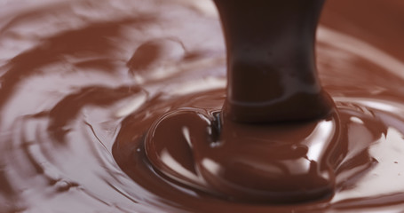 pouring dark melted chocolate