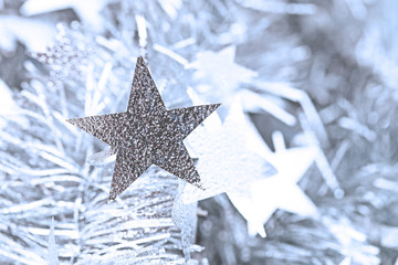 Star tinsel silver garland