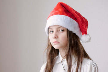cute little girl in christmas hat