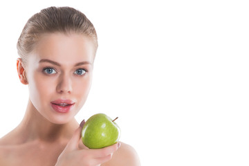 Perfect woman with apple