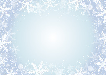 Vector christmas background concept design of white snowflake and snow with copy space