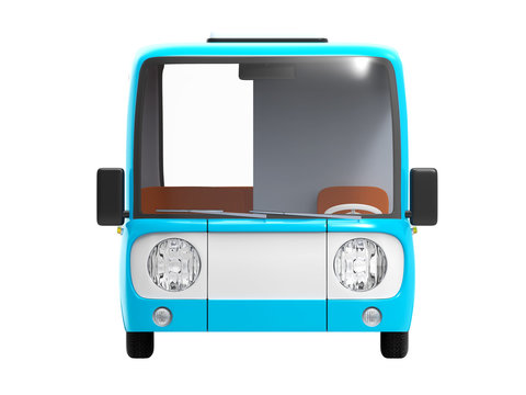 modern cartoon bus blue front