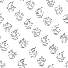 Lovely cupcake dessert seamless background vector design