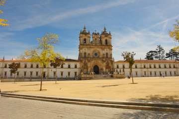 Fototapeta na wymiar The Alcobaça Monastery - Roman Catholic church located in the town of Alcobaça, Portugal. 