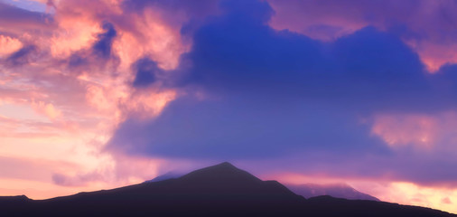 Fototapeta na wymiar Beautiful mountain landscape at dusk