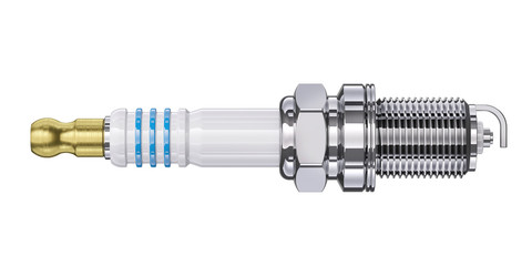 Car spark plug. View in side isolated on white background