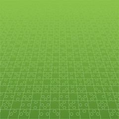 Perspective Green Puzzles Pieces - Vector Jigsaw