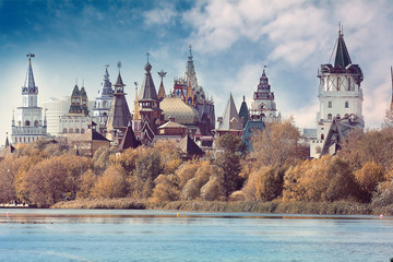 izmailovo kremlin river russia architecture - obrazy, fototapety, plakaty