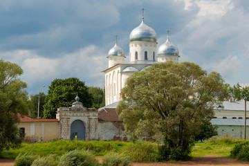 Fototapeta na wymiar The Cathedral of St. George in Yuriev monastery. Veliky Novgorod, Russia