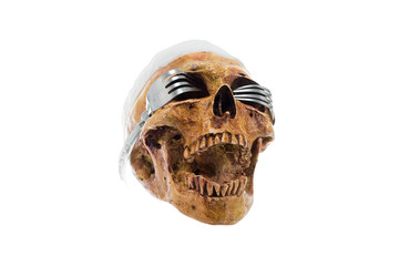 Halloween skull and glasses made by fork, isolate on white background with clipping path