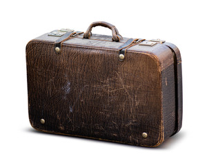 Old worn case isolated on white with clipping path