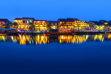 Hoi An, Vietnam riverside after sunset