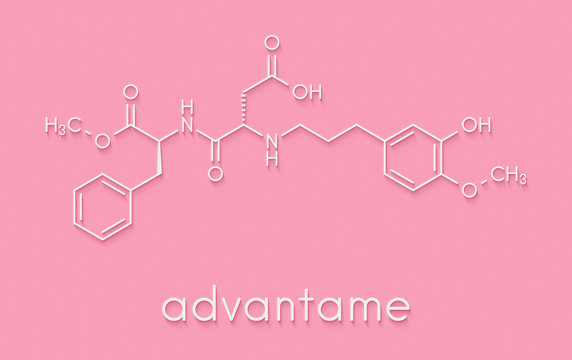 Advantame (E969) sugar substitute molecule. Skeletal formula.