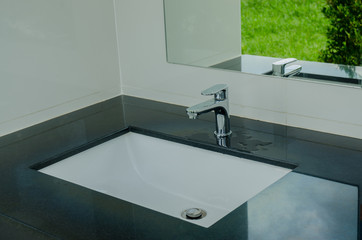 Modern wash basin in the bathroom
