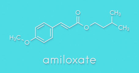Amiloxate sunscreen molecule (UV filter). Skeletal formula.