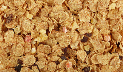 Granola muesli with dried fruits close up
