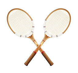 Tennis rackets on white