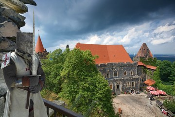 Medieval knight with Gothic-Renaissance style Grodziec castle in Lower Silesia, Poland © Mariusz Świtulski