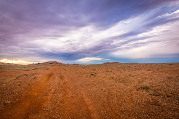 Australian Outback Landscape Dirt road track in Coober Pedy, South Australia