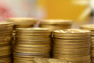 Golden Coins Stack making a Financial background