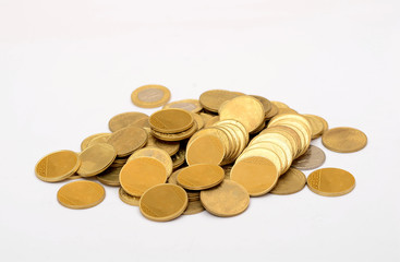 Pile of Golden Color Coins - Money Concept
