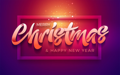 Merry Christmas and Happy New Year typography