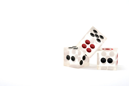 3 dice transparent on a white background