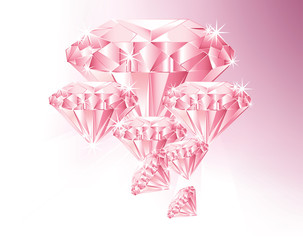 Pink gemstones on pink background