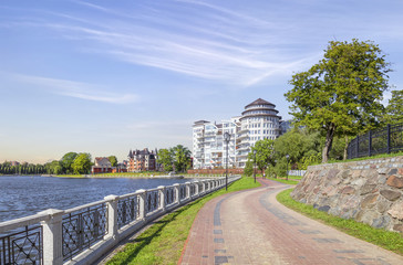 The embankment of the Upper Pond. Kaliningrad, Russia