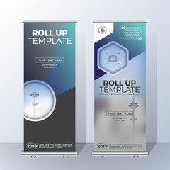 Vertical Roll Up Banner Template Design for Announce and Advertising. Vector illustration