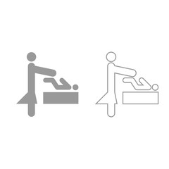 Woman and baby grey set icon .