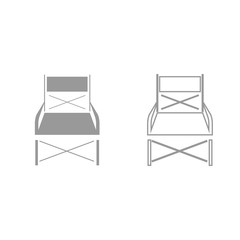 Folding chair grey set icon .