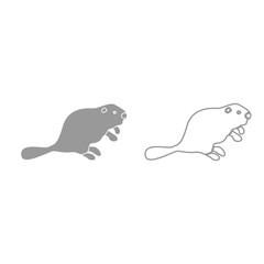 Beaver grey set icon .