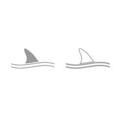 Fin of shark grey set icon .