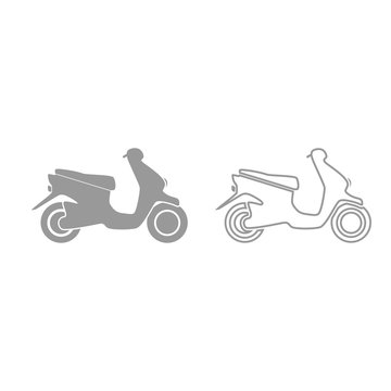 Scooter grey set icon .