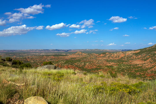 View of scenic red-rock canyon country in the Texas Panhandle from a turnout on Hwy 207, known as Hamblen Drive
