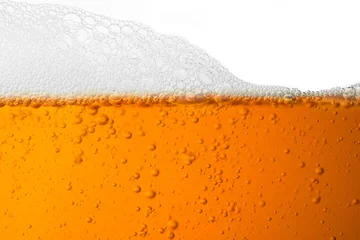 Papier Peint photo autocollant Bière Bubble froth of beer in glass isolate on white background