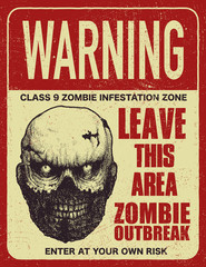 Poster zombie outbreak sign board