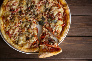 pizza with cheese and tomatoes