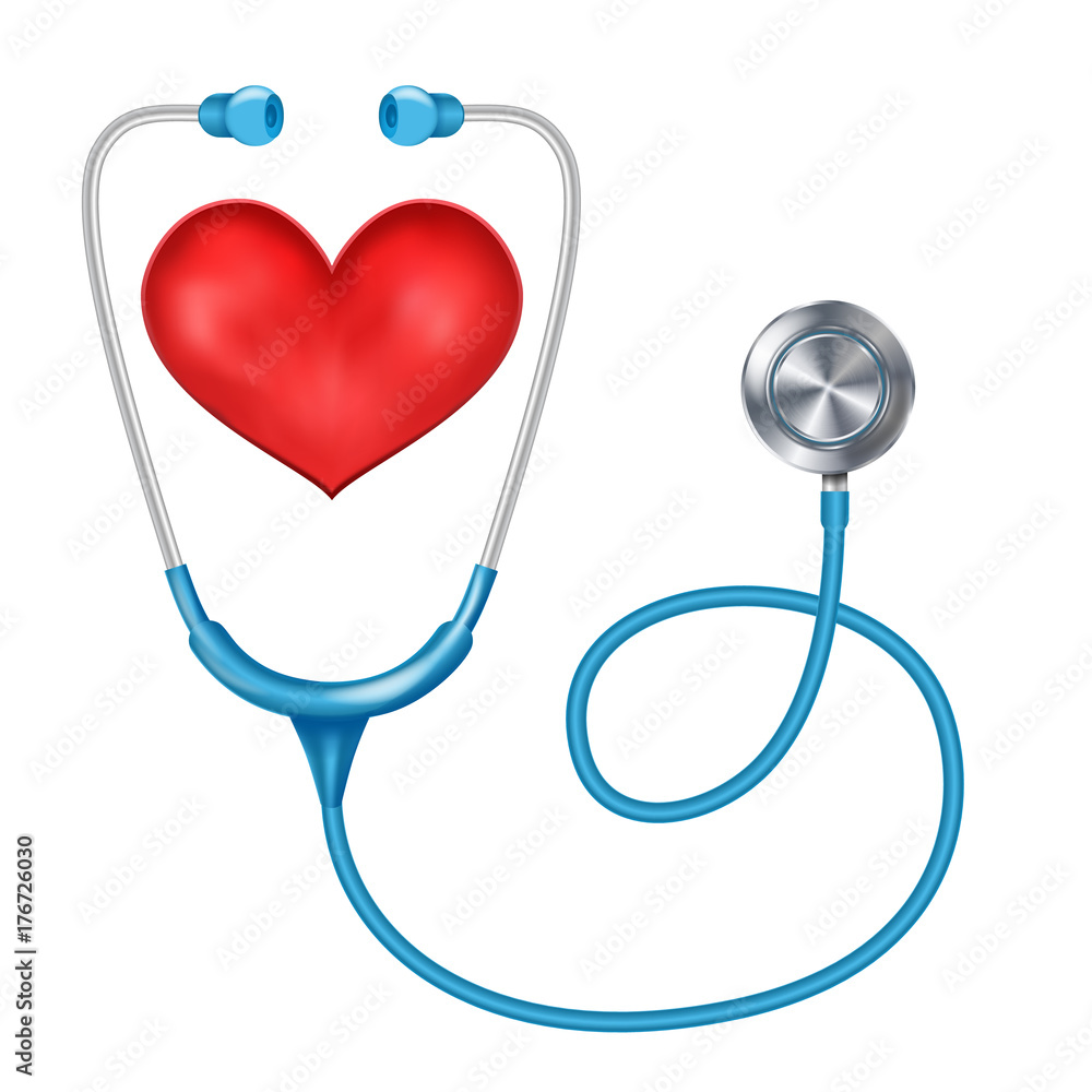 Canvas Prints Stethoscope Isolated Vector. Medical Equipment. Red Heart. Health are Concept. Isolated On White Background Illustration