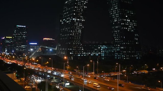 Beijing downtown district scenery at night,China.