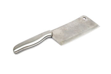 used large kitchen knife on white background
