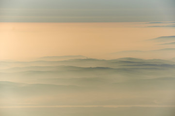 Beautiful view of morning mountains and river