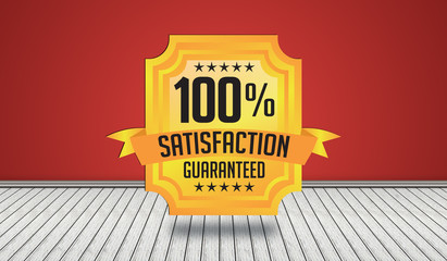 100% Satisfaction Guarantee Seal Design in 3D Room View